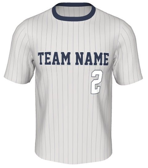 Men's Vintage Baseball Fan Tee - Los Angeles Pinstripe Crew Neck Shirt With Glitter Graphic, Blue & White - View #9